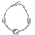 Fendi Forever FF Logo Crystal Chain Bracelet Silver