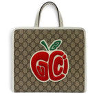 Gucci GG Supreme Children's Rubber Apple Tote Bag Beige White