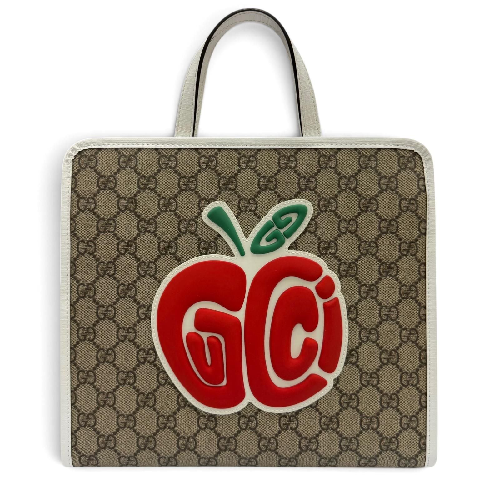 Gucci GG Supreme Children's Rubber Apple Tote Bag Beige White