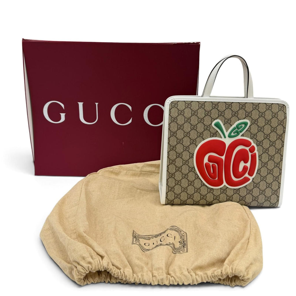 Gucci GG Supreme Children's Rubber Apple Tote Bag Beige White — view 2
