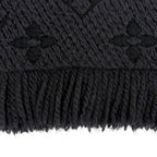 Louis Vuitton Logomania Scarf Wool Silk Blend Monogram Fringe Black — view 5