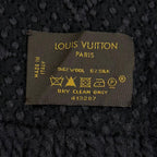 Louis Vuitton Logomania Scarf Wool Silk Blend Monogram Fringe Black — view 6