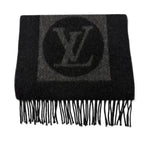 Louis Vuitton Echarpe Cardiff Wool Cashmere Fringe Scarf Black