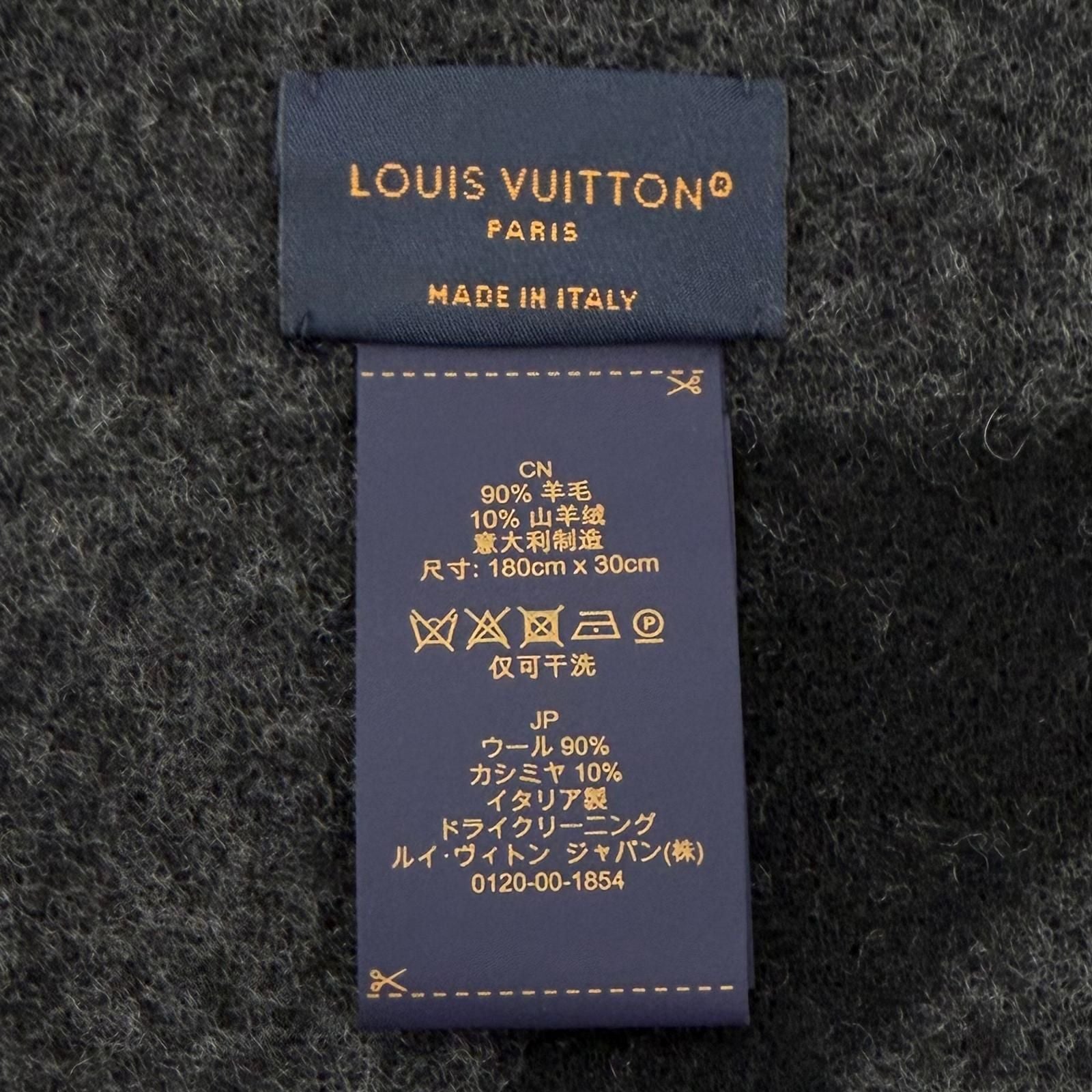 Louis Vuitton Echarpe Cardiff Wool Cashmere Fringe Scarf Black — view 6