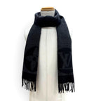 Louis Vuitton Echarpe Cardiff Wool Cashmere Fringe Scarf Black — view 2