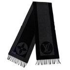 Louis Vuitton Echarpe Cardiff Wool Cashmere Fringe Scarf Black — view 3
