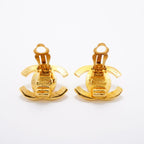 Chanel Earrings Vintage CC Logo Turnlock Gold Plated — view 7