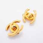 Chanel Earrings Vintage CC Logo Turnlock Gold Plated — view 2