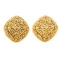 Chanel Earrings Vintage CC Logo Diamond Shape Gold Plated