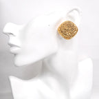 Chanel Earrings Vintage CC Logo Diamond Shape Gold Plated — view 5