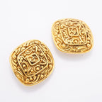 Chanel Earrings Vintage CC Logo Diamond Shape Gold Plated — view 2