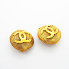 Chanel Earrings Vintage CC Logo Round Circle Gold Plated — view 2