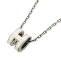 Hermes Necklace Mini Pop H Metal Silver White