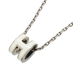 Hermes Necklace Mini Pop H Metal Silver White
