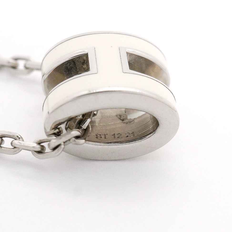 Hermes Necklace Mini Pop H Metal Silver White — view 6