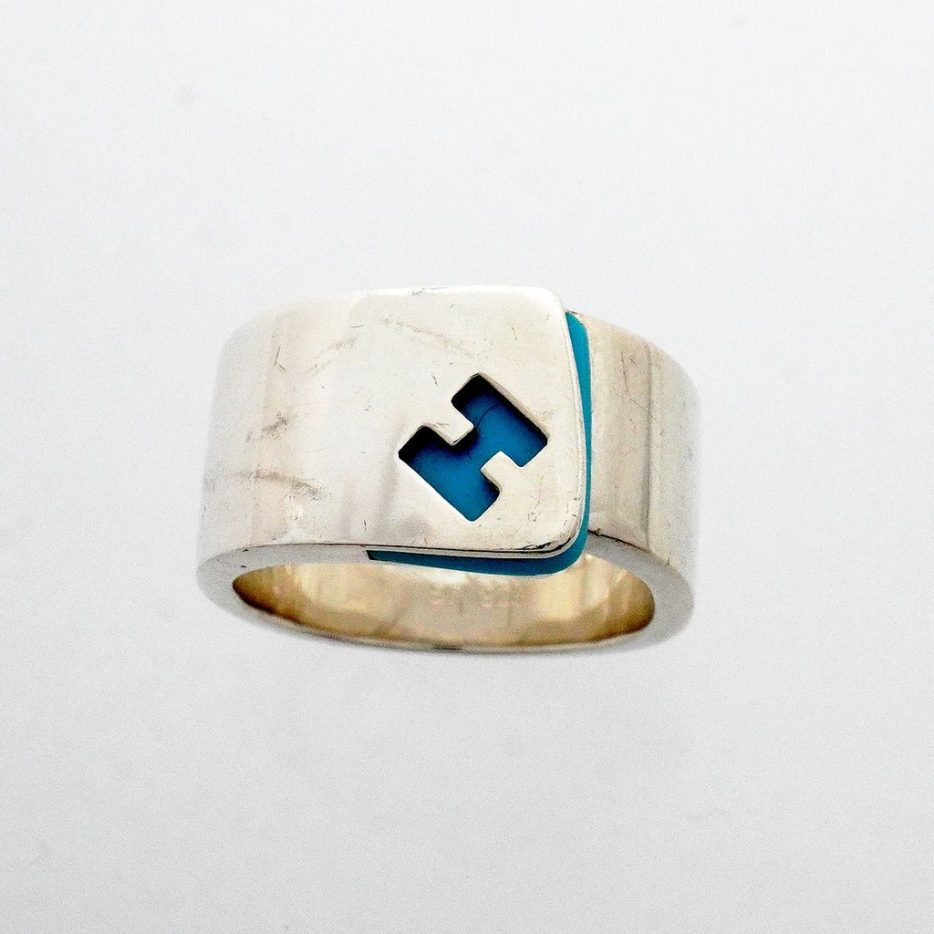 Hermes Ring Candy 925 Sterling Silver Blue — view 2