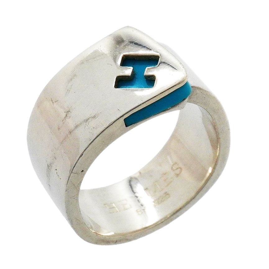 Hermes Ring Candy 925 Sterling Silver Blue