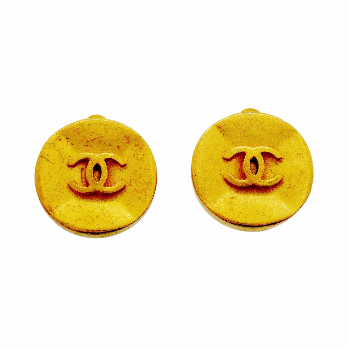 Chanel Earrings Vintage CC Logo Gold Plated