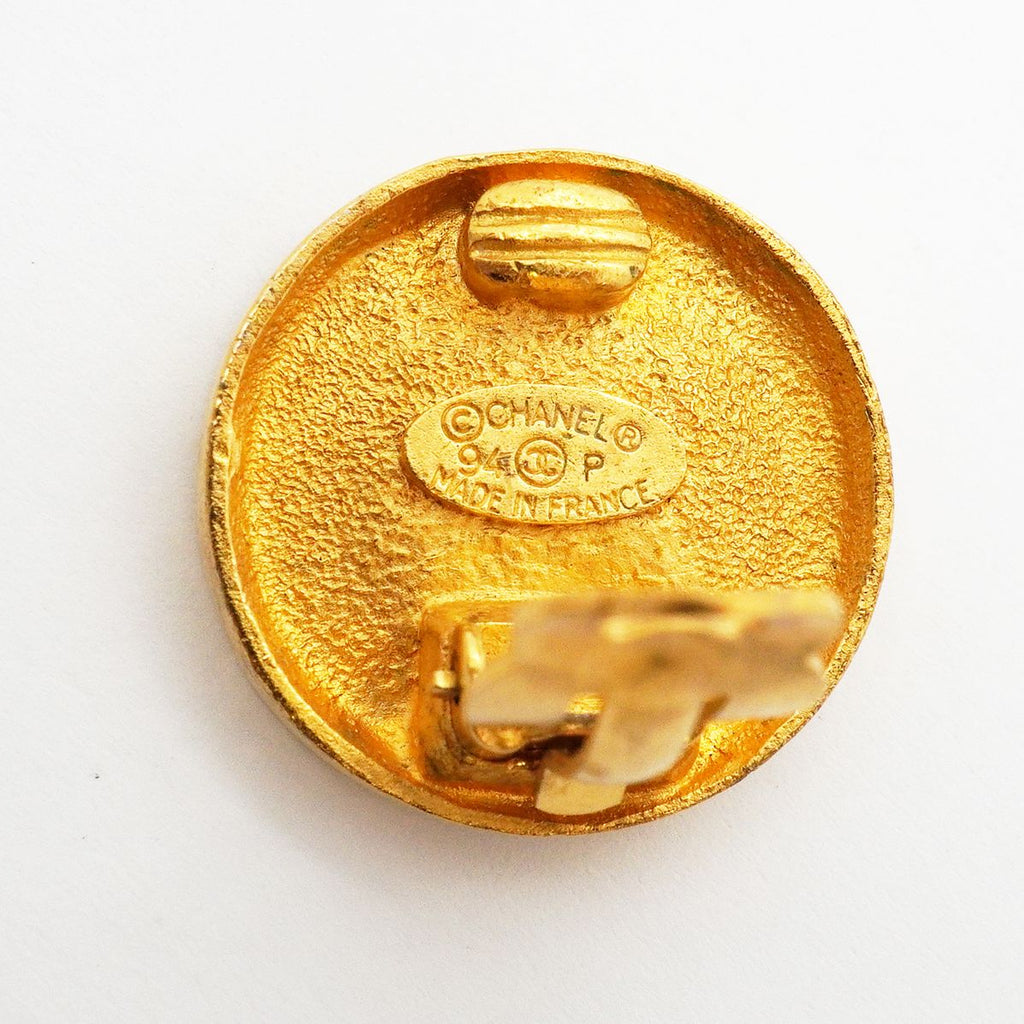 Chanel Earrings Vintage CC Logo Gold Plated — view 4