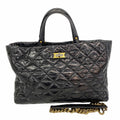 Chanel Tote Bag 2.55 Quilted Vintage Calfskin Black Gold Silver 2-Way