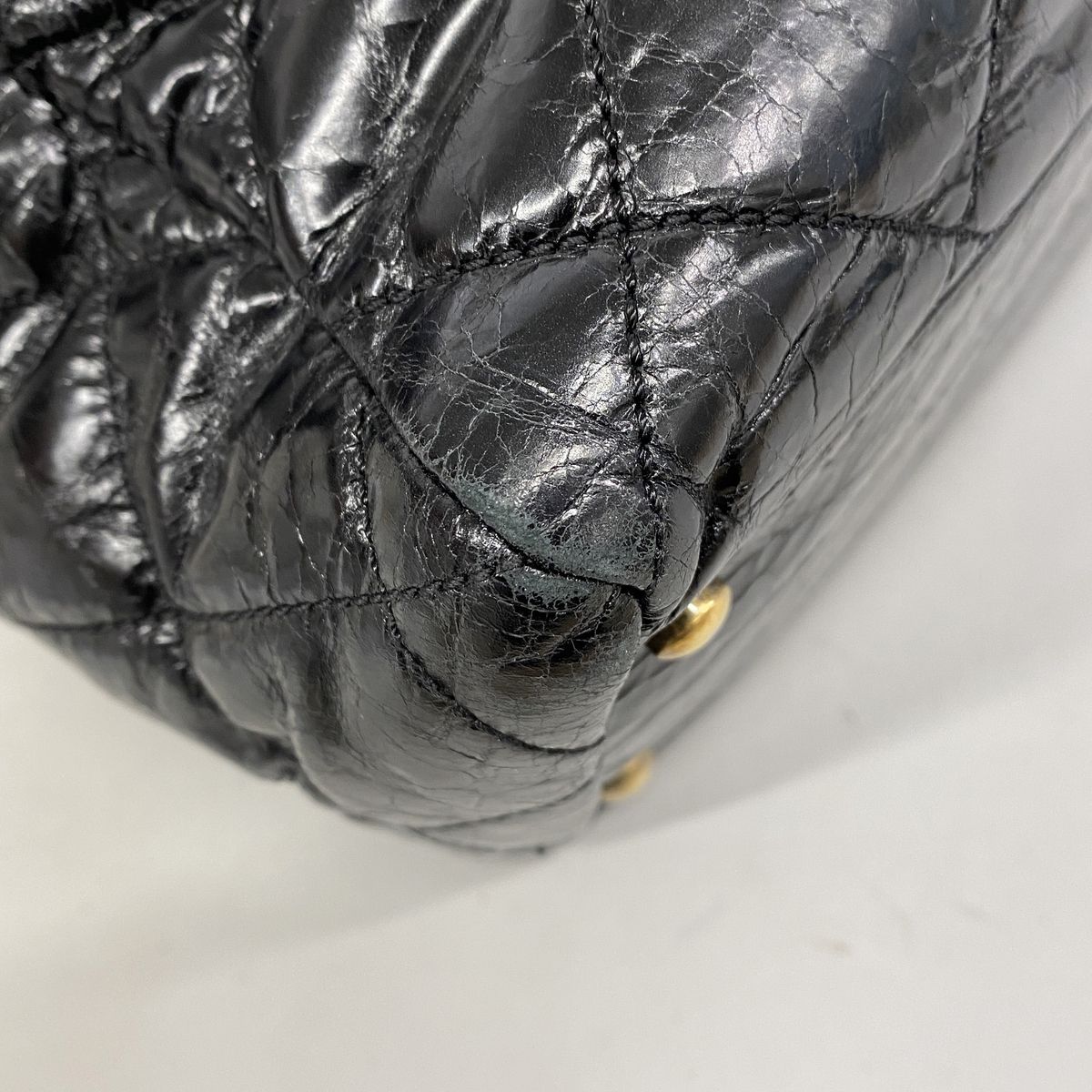 Chanel Tote Bag 2.55 Quilted Vintage Calfskin Black Gold Silver 2-Way — view 7