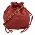 Chanel Shoulder Bag Quilted Lambskin Red Gold