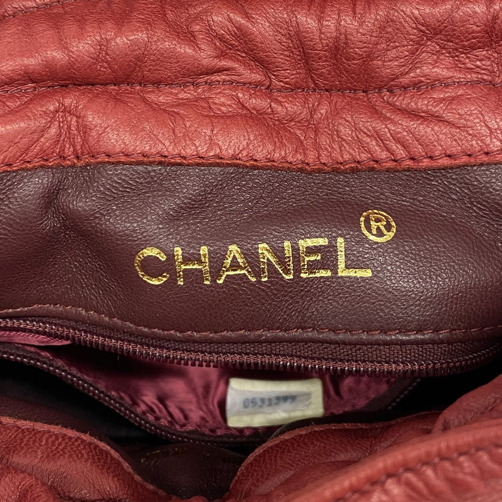 Chanel Shoulder Bag Quilted Lambskin Red Gold — view 5