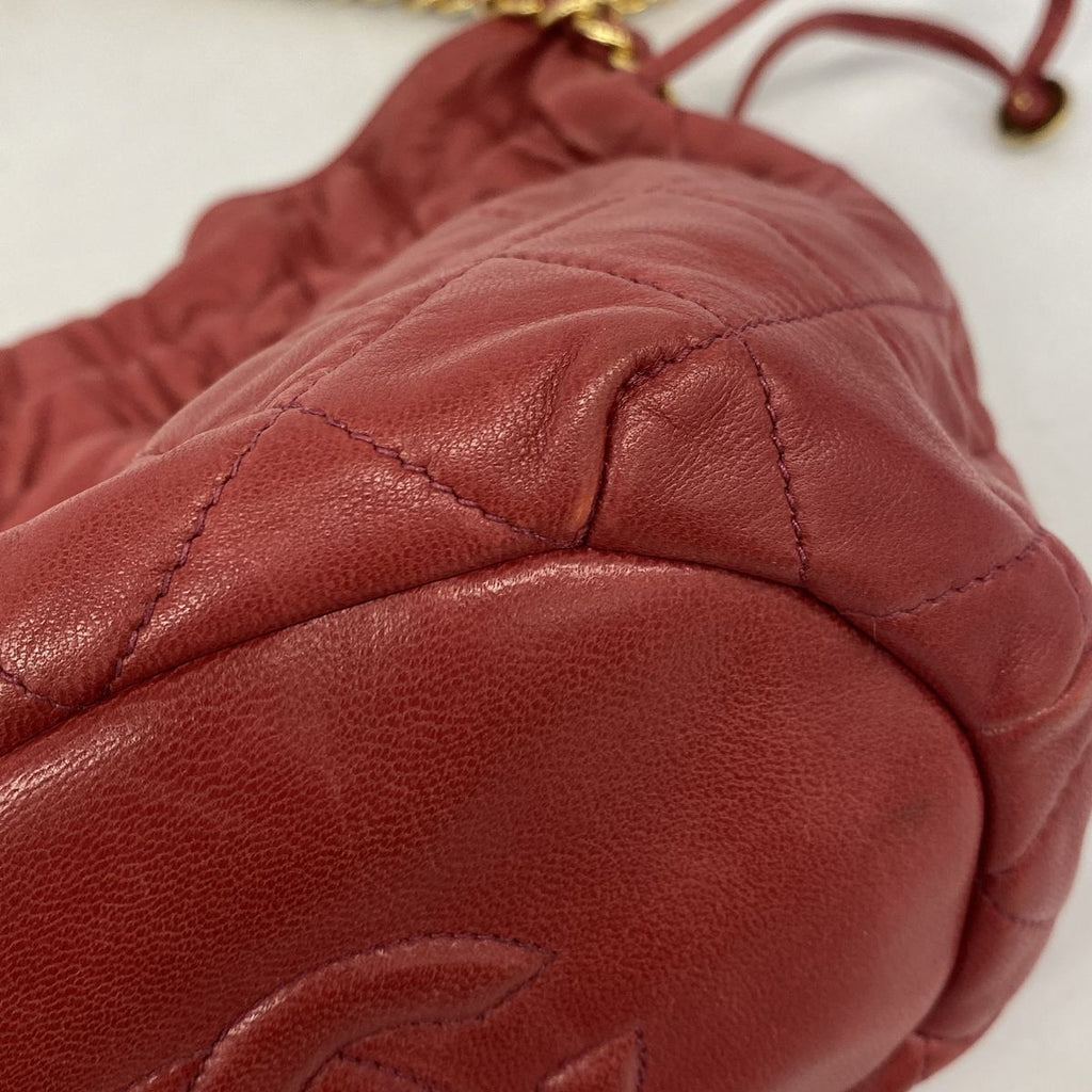 Chanel Shoulder Bag Quilted Lambskin Red Gold — view 6