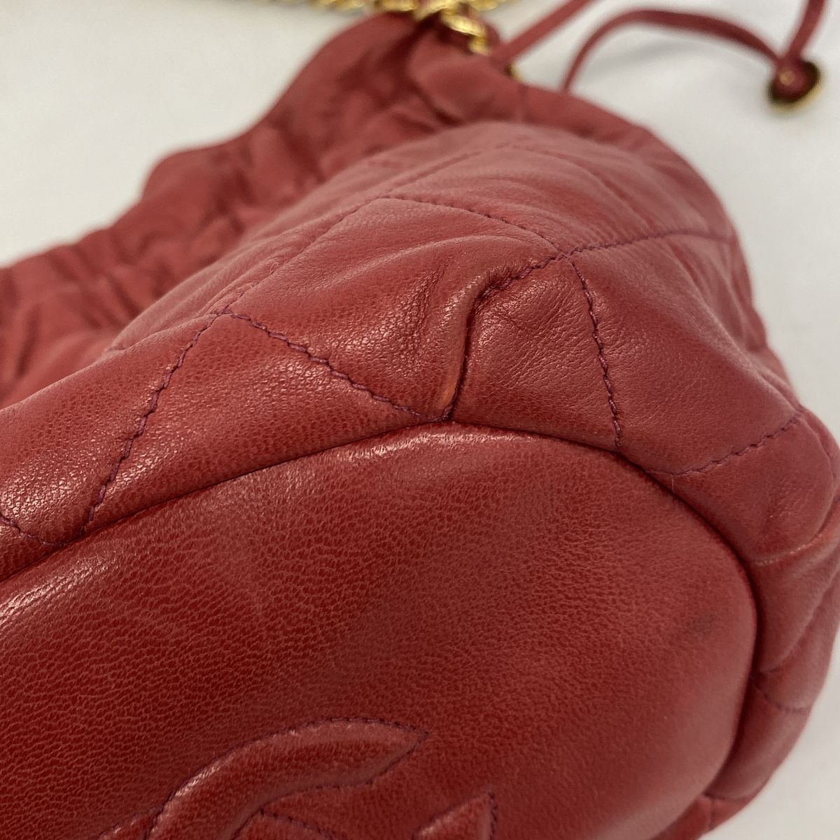 Chanel Shoulder Bag Quilted Lambskin Red Gold — view 6