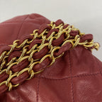 Chanel Shoulder Bag Quilted Lambskin Red Gold — view 7