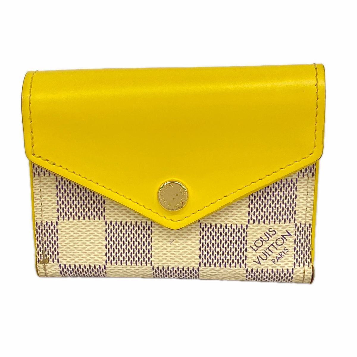 Louis Vuitton Trifold Wallet Damier Azur Portefeuille Zoe White Pineapple