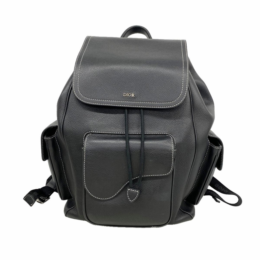 Dior Backpack Saddle Leather Black Silver