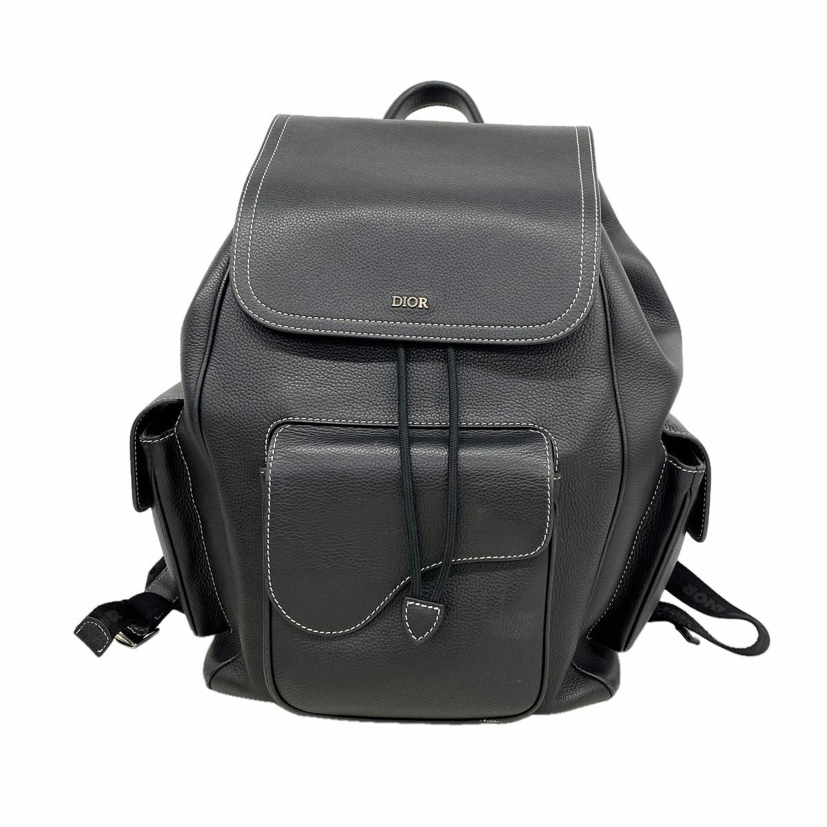 Dior Backpack Saddle Leather Black Silver