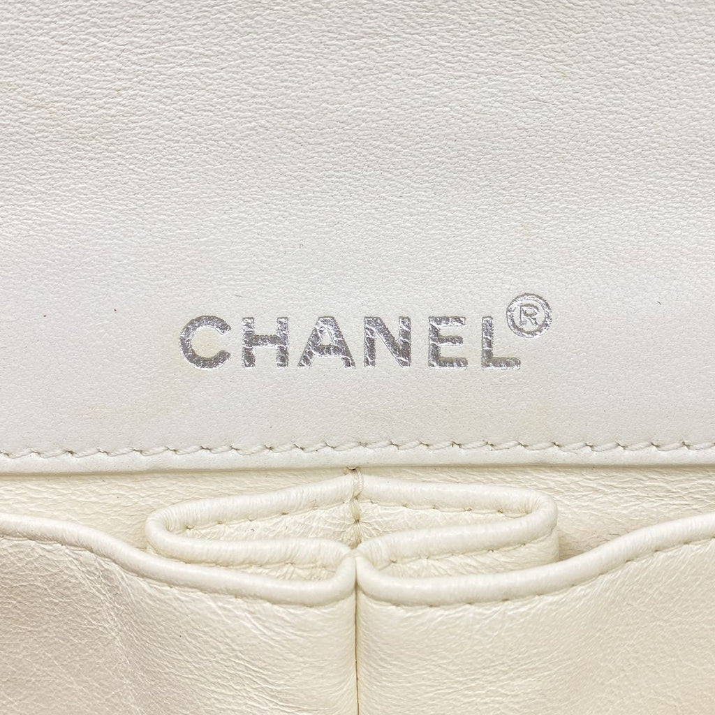 Chanel Shoulder Bag Choco Bar Patent Leather White Black Silver — view 5