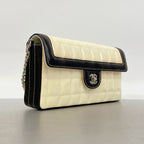 Chanel Shoulder Bag Choco Bar Patent Leather White Black Silver — view 2