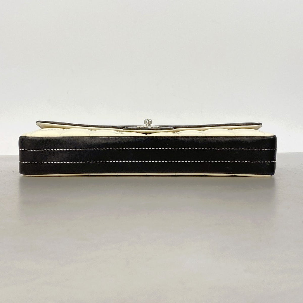 Chanel Shoulder Bag Choco Bar Patent Leather White Black Silver — view 3