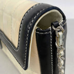 Chanel Shoulder Bag Choco Bar Patent Leather White Black Silver — view 7