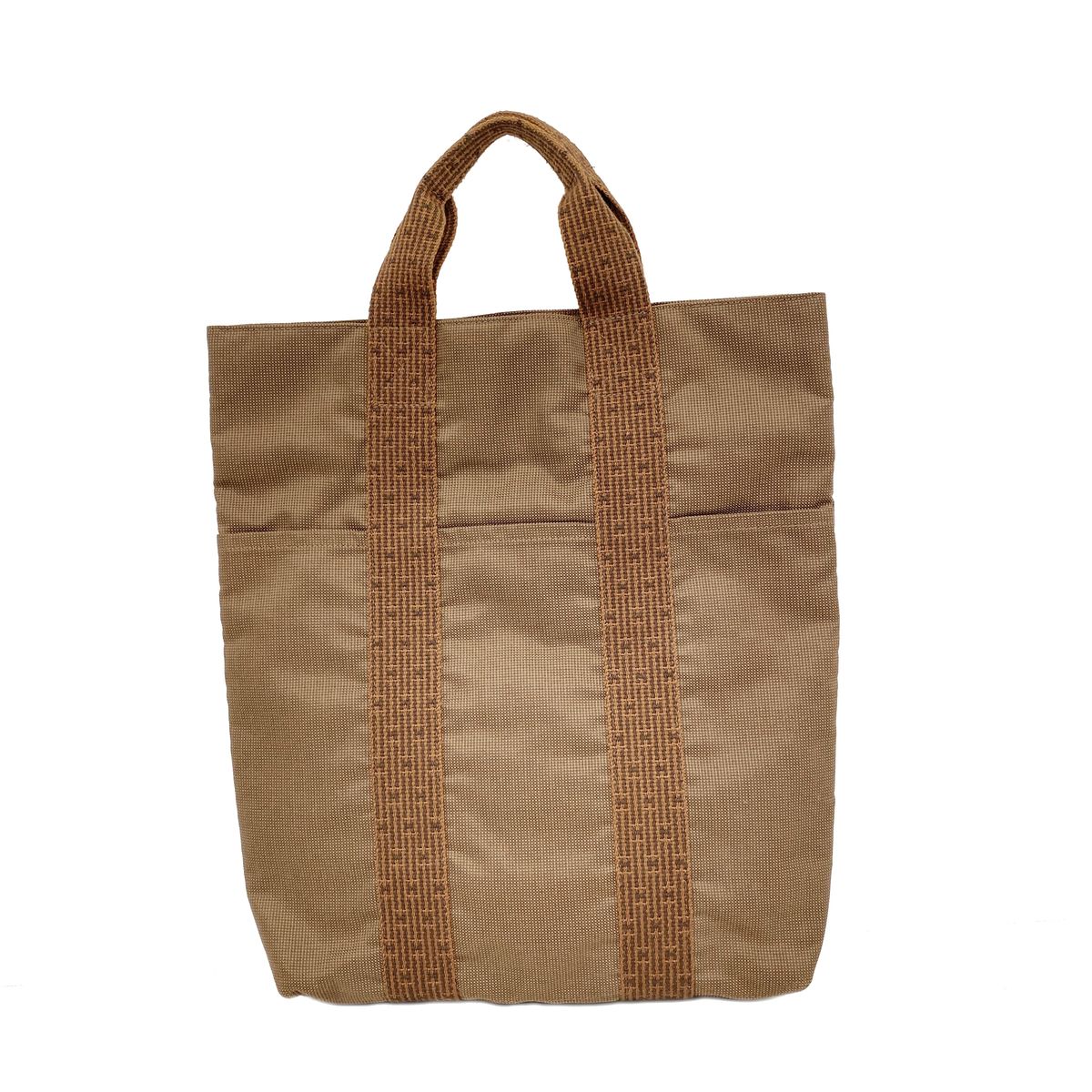 Hermes Tote Bag Her Line Cabas Nylon Brown Silver