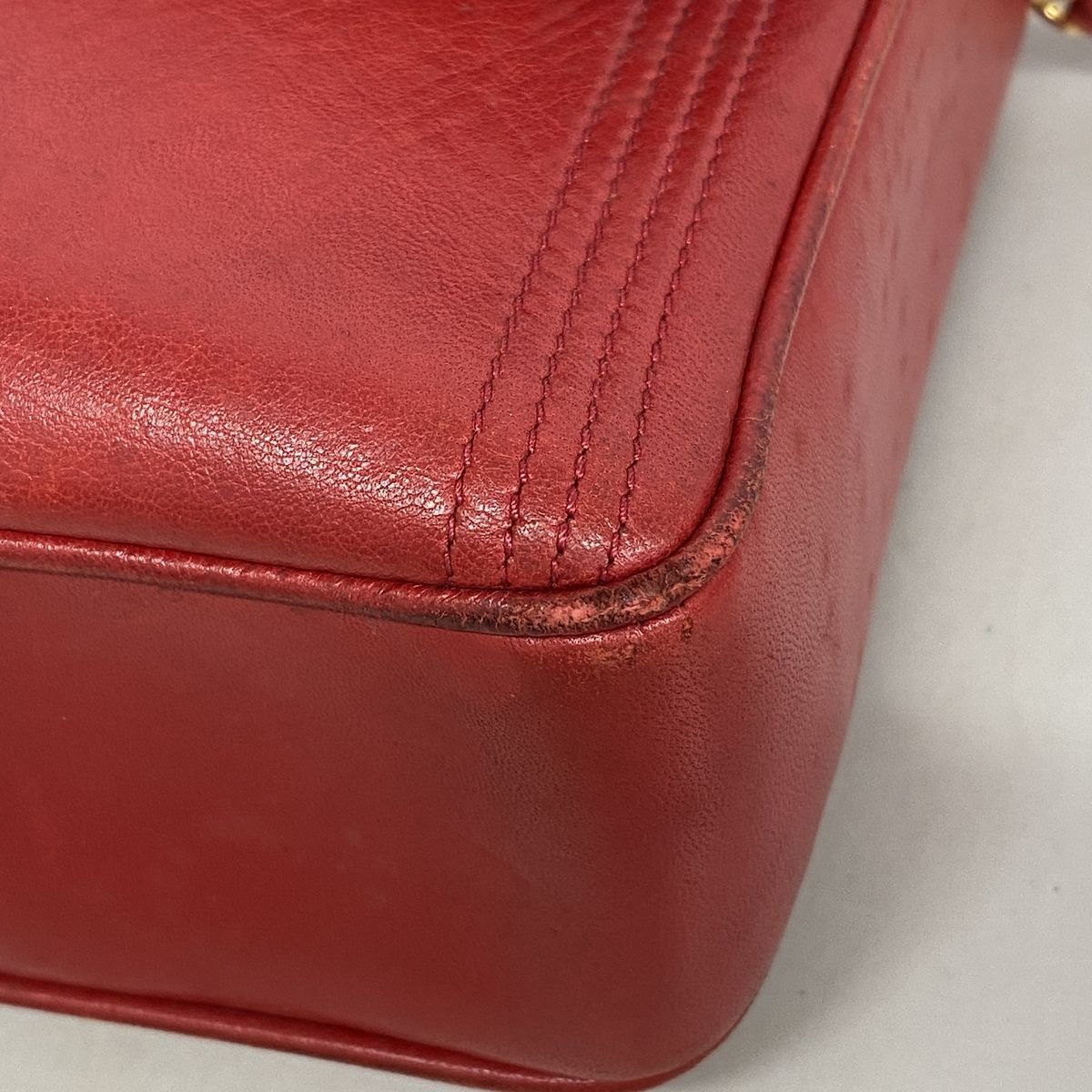 Chanel Shoulder Bag Leather Red Gold — view 7