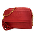 Chanel Shoulder Bag Leather Red Gold