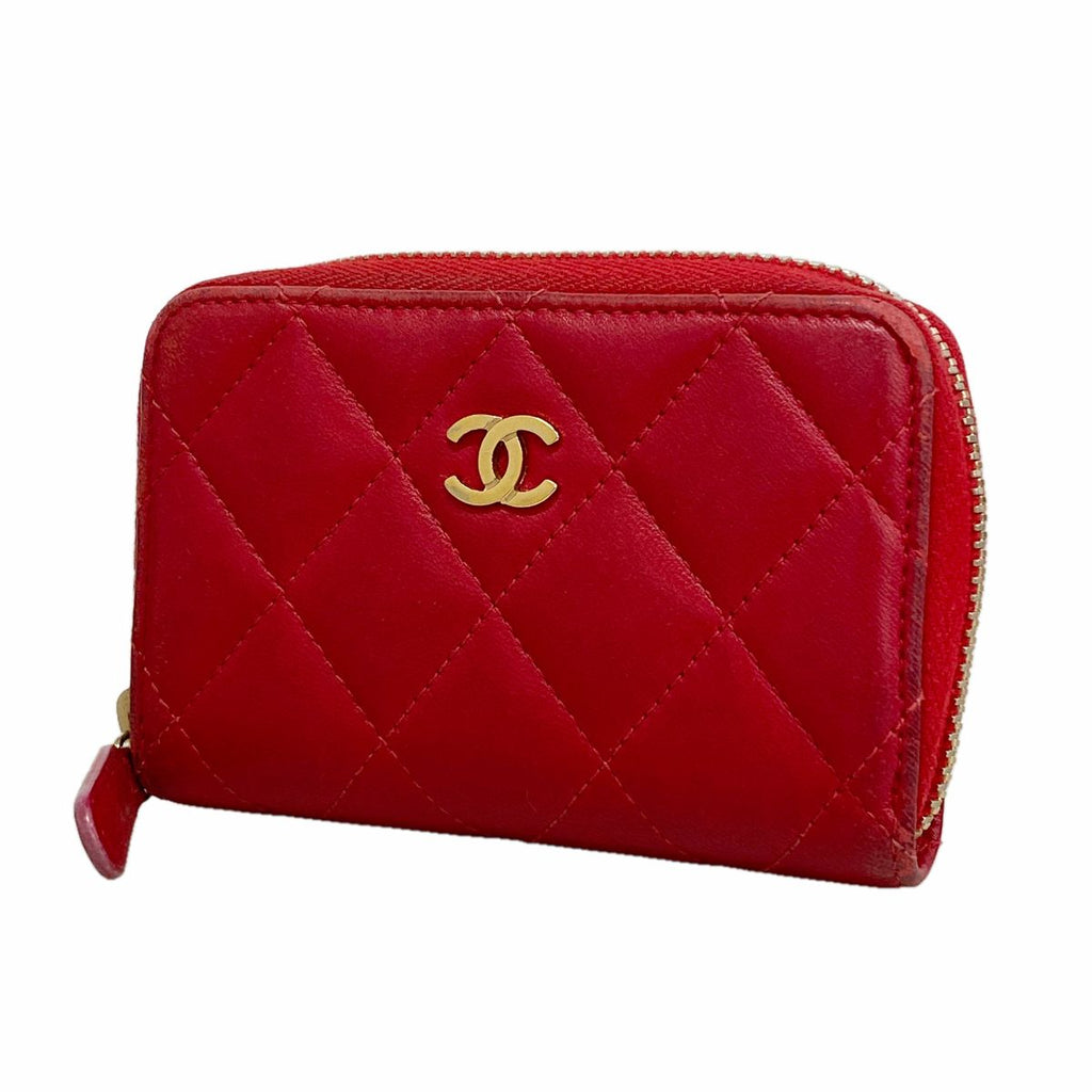 Chanel Coin Purse Quilted Lambskin Pink Gold Silver
