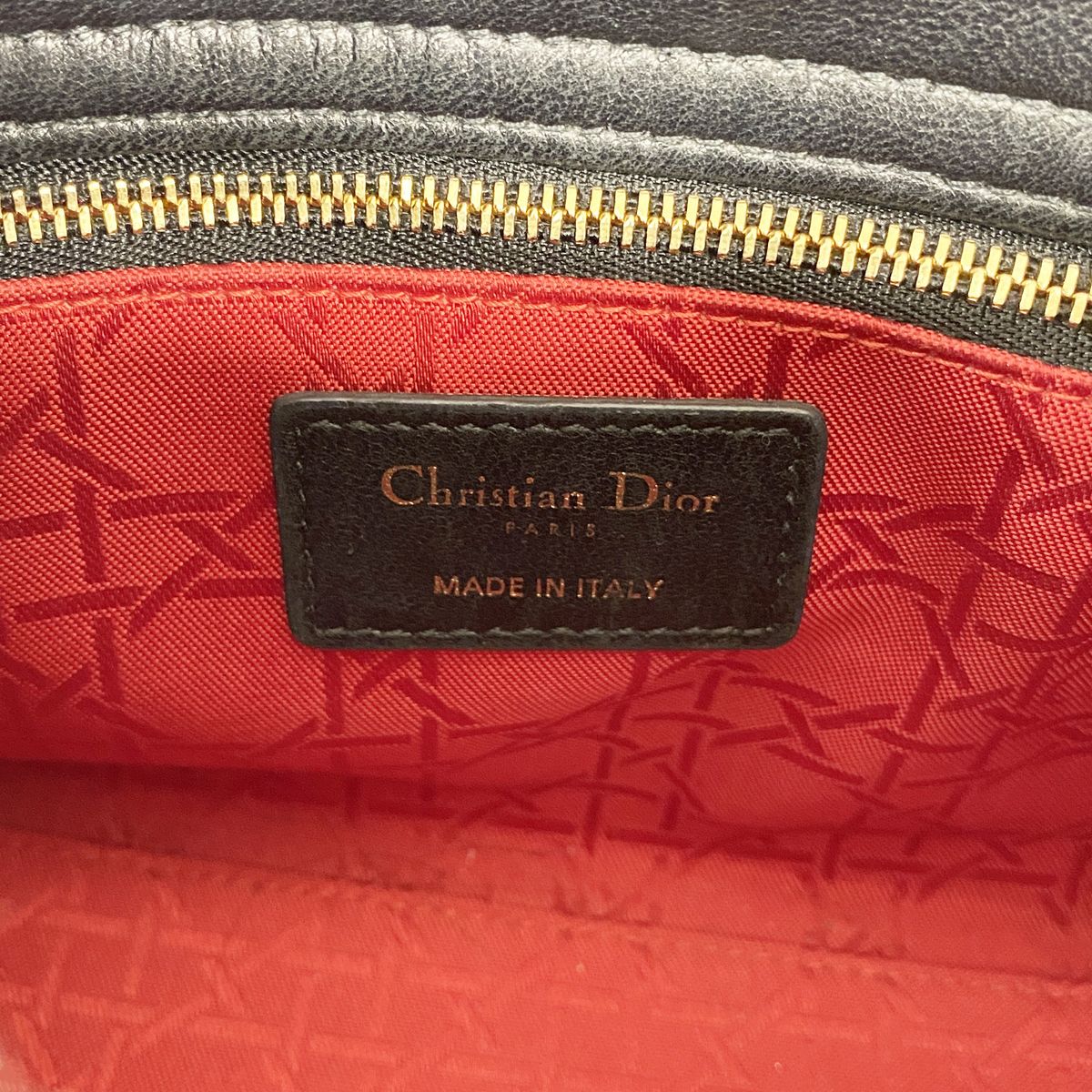 Dior Handbag Cannage Lady Leather Black Gold 2-Way Bag — view 5