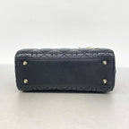 Dior Handbag Cannage Lady Leather Black Gold 2-Way Bag — view 3