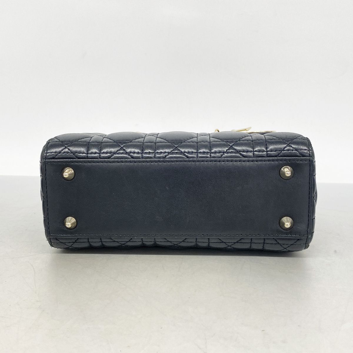 Dior Handbag Cannage Lady Leather Black Gold 2-Way Bag — view 3