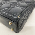 Dior Handbag Cannage Lady Leather Black Gold 2-Way Bag — view 6