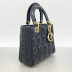 Dior Handbag Cannage Lady Leather Black Gold 2-Way Bag — view 2