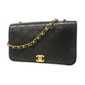 Chanel Shoulder Bag Quilted Lambskin Black Gold