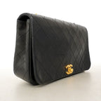 Chanel Shoulder Bag Quilted Lambskin Black Gold — view 2
