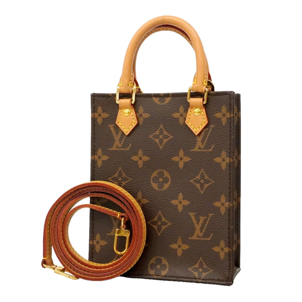 Louis Vuitton Handbag Monogram Petite Sac Plat Brown 2-Way Bag