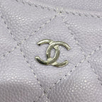Chanel Coin Purse Quilted Caviar Leather Light Purple Silver — view 5